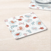 patroon met cartoon vogels kartonnen onderzetters (Schuin)