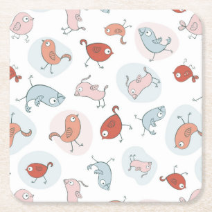 patroon met cartoon vogels kartonnen onderzetters