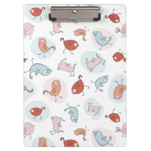patroon met cartoon vogels klembord