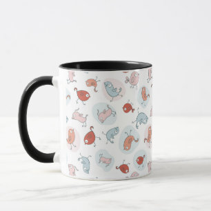 patroon met cartoon vogels mok