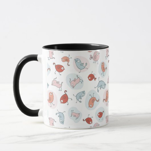 patroon met cartoon vogels mok (Links)