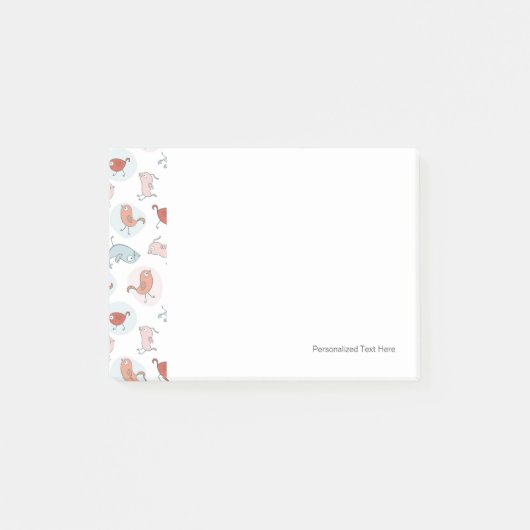patroon met cartoon vogels post-it® notes (Voorkant)