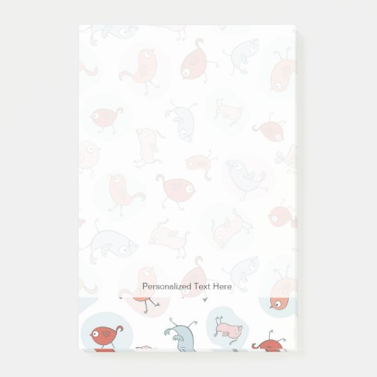 patroon met cartoon vogels post-it® notes (Voorkant)