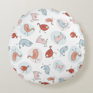 patroon met cartoon vogels rond kussen
