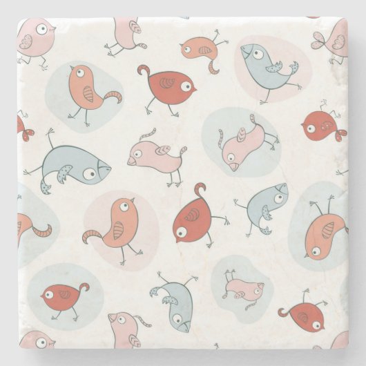 patroon met cartoon vogels stenen onderzetter (Voorkant)