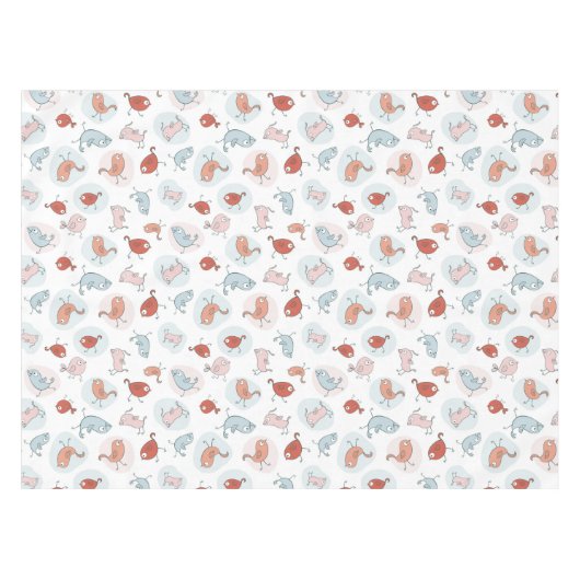 patroon met cartoon vogels tafelkleed (Voorkant (Horizontaal))