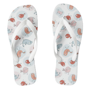patroon met cartoon vogels teenslippers