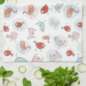 patroon met cartoon vogels theedoek (Gevouwen)