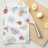 patroon met cartoon vogels theedoek (Quarter Fold)