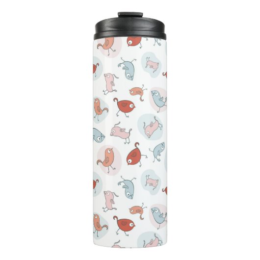 patroon met cartoon vogels thermosbeker (Voorkant)