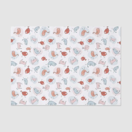 patroon met cartoon vogels tissuepapier (Voorkant)