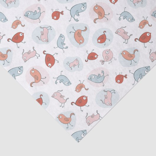 patroon met cartoon vogels tissuepapier (Detail)