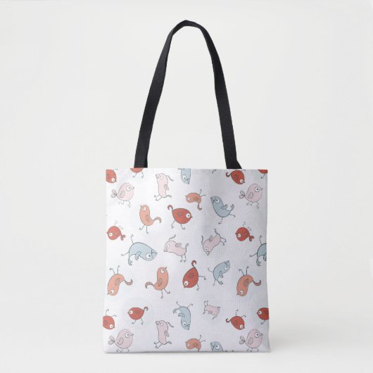 patroon met cartoon vogels tote bag (Voorkant)