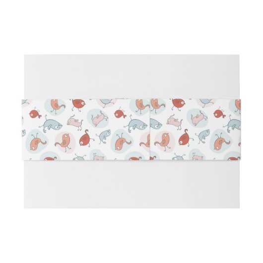 patroon met cartoon vogels uitnodigingen wikkel (Achterkant Voorbeeld)