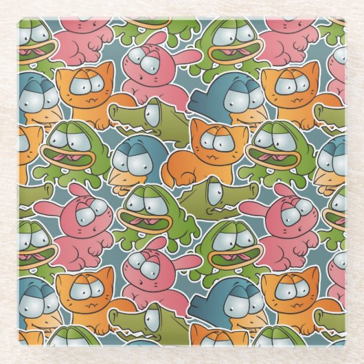  patroon met cartoons glazen onderzetter (Voorkant)