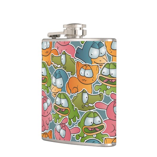  patroon met cartoons heupfles (Links)