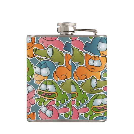  patroon met cartoons heupfles (Achterkant)