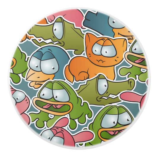 patroon met cartoons keramische knop (Voorkant)