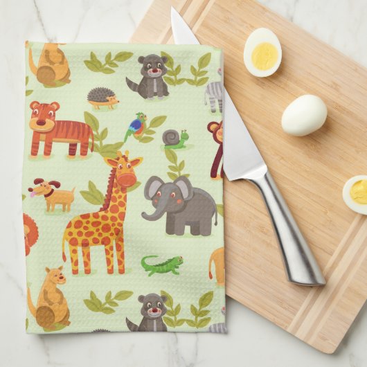 Patroon met Cartoons Theedoek (Quarter Fold)