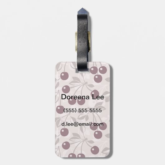 Patroon met Cherries 2 Bagagelabel (Achterkant verticaal)