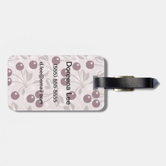 Patroon met Cherries 2 Bagagelabel (Achterkant horizontaal)