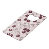 Patroon met Cherries 2 Creditkaart Flessenopener (Achterkant Gekanteld)