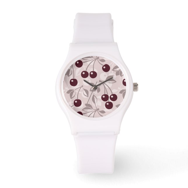 Patroon met Cherries 2 Horloge (Voorkant)