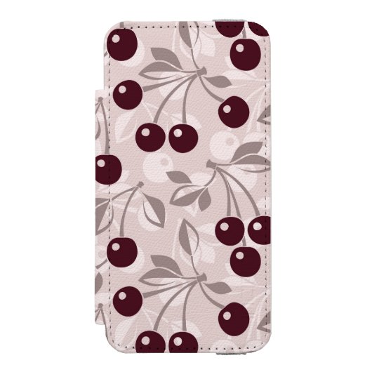 Patroon met Cherries 2 Incipio iPhone Portemonnee Hoesje (Voorkant Agenda)