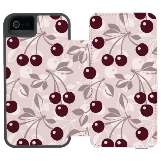 Patroon met Cherries 2 Incipio iPhone Portemonnee Hoesje (Agenda Open)