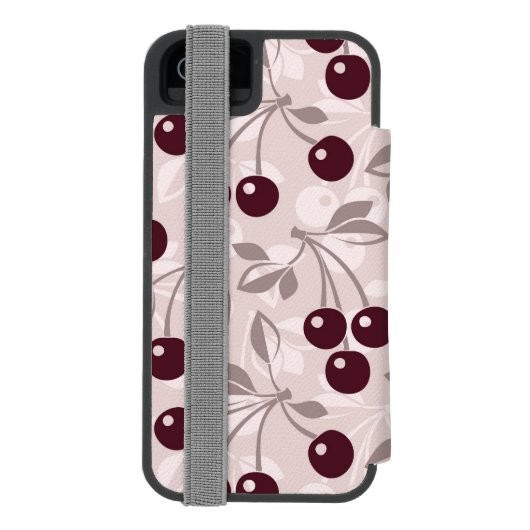 Patroon met Cherries 2 Incipio iPhone Portemonnee Hoesje (Agenda Achterkant)