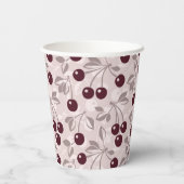 Patroon met Cherries 2 Papieren Bekers (Achterkant)