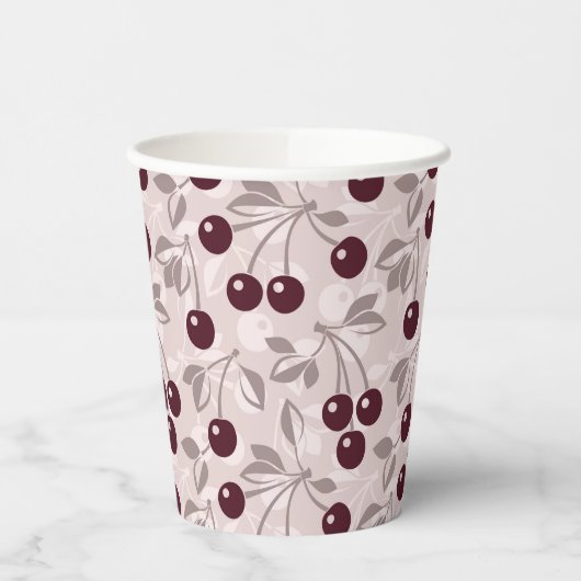 Patroon met Cherries 2 Papieren Bekers (Links)