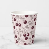 Patroon met Cherries 2 Papieren Bekers (Voorkant)