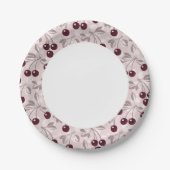 Patroon met Cherries 2 Papieren Bordje (Voorkant)