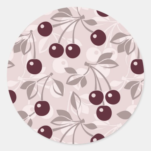 Patroon met Cherries 2 Ronde Sticker (Voorkant)