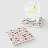 Patroon met Cherries 2 Stenen Onderzetter (Zijkant)