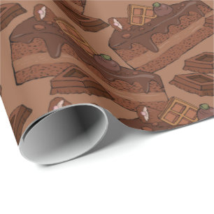 Patroon met chocoladetaart cadeaupapier
