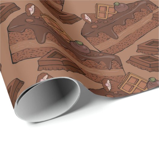 Patroon met chocoladetaart cadeaupapier (Rol Hoek)