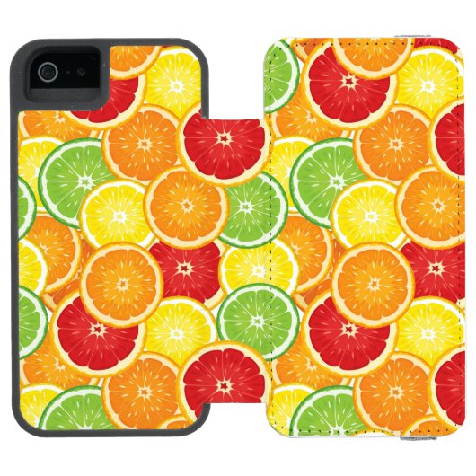 Patroon met citrusvruchten incipio iPhone portemonnee hoesje (Agenda Open)
