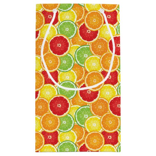 Patroon met citrusvruchten klein cadeauzakje (Achterkant)