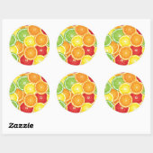 Patroon met citrusvruchten ronde sticker (Vel)