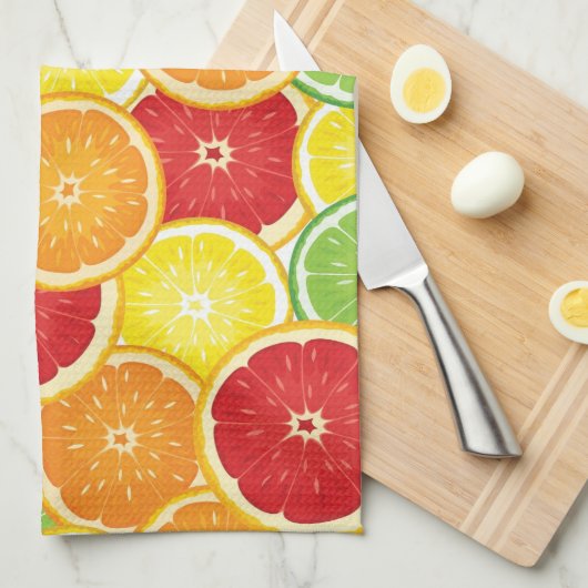 Patroon met citrusvruchten theedoek (Quarter Fold)