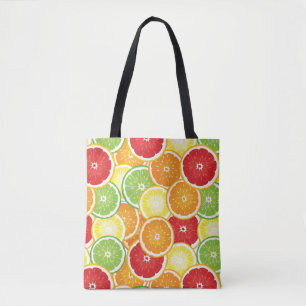 Patroon met citrusvruchten tote bag