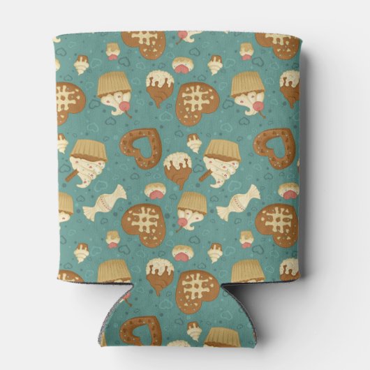 Patroon met cupcakes en snoepjes blikjeskoeler (Achterkant)