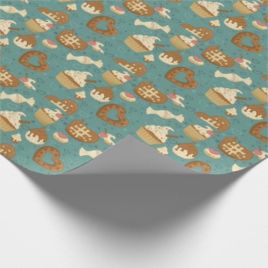 Patroon met cupcakes en snoepjes cadeaupapier (Hoek)