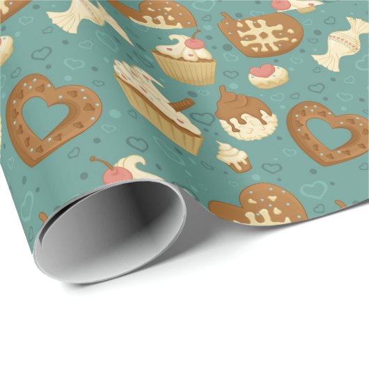 Patroon met cupcakes en snoepjes cadeaupapier (Rol Hoek)