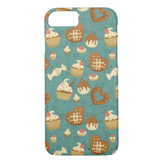 Patroon met cupcakes en snoepjes Case-Mate iPhone case (Achterkant)