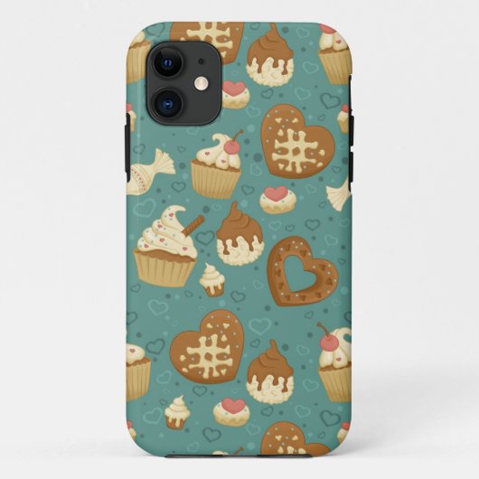 Patroon met cupcakes en snoepjes Case-Mate iPhone case (Achterkant)