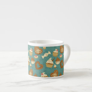 Patroon met cupcakes en snoepjes espresso kop