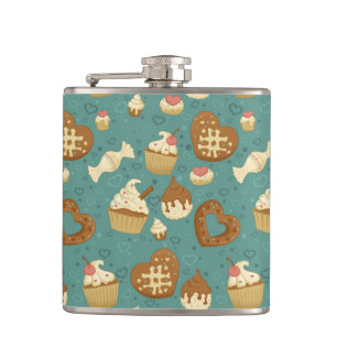 Patroon met cupcakes en snoepjes heupfles